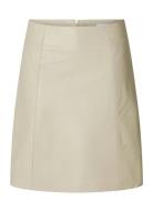 Slfnew Ibi Mw Leather Skirt B Noos Kort Nederdel Cream Selected