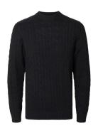 Slhryan Structure Crew Neck Tops Knitwear Round Necks Black Selected