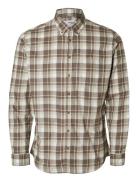 Slhslim-Dan Flannel Shirt Ls O Tops Shirts Casual Brown Selected