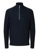 Slhaxel Ls Knit Half Zip W Tops Knitwear Half Zip Jumpers Navy Selecte...