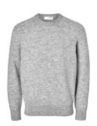 Slhrai Ls Knit Crew Neck Noos Tops Knitwear Round Necks Grey Selected