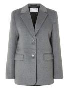Slfsasja Wool Blazer B Blazers Single Breasted Blazers Grey Selected