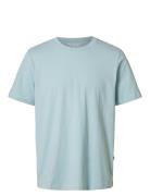 Slhaspen Slub Ss O-Neck Tee Noos Tops T-Kortærmet Skjorte Blue Selecte...