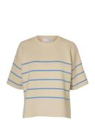 Slfliva 2/4 Knit O-Neck Noos Tops Knitwear Jumpers Beige Selected