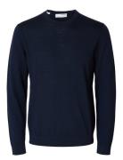 Slhtray Ls Knit Merino Crew Neck Noos Tops Knitwear Long Sleeve Knitte...
