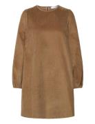 Slfjenny Ls O-Neck Corduroy Dress D2 Knælang Kjole Brown Selected