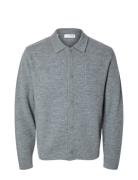 Slhreason Ls Knit Boiled Wool Cardigan Tops Knitwear Cardigans Grey Se...