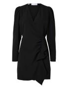 Slfsine Ls Short Ruffle Dress B Kort Kjole Black Selected