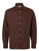Slhregkylian Mix Ls Shirt Tops Shirts Linen Shirts Brown Selected