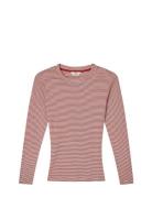 2X2 Cotton Stripe Tuba Tee Ls Tops T-shirts & Tops Long-sleeved Red Ma...