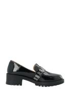 Biapearl Buckle Loafer Faux Leather Shoes Heels Heeled Loafers Black B...