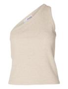 Slfanna Shoulder Top Tops T-shirts & Tops Sleeveless Beige Selected