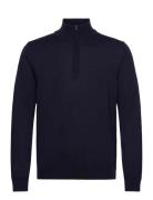 Kiyan Merino Quarter Zip Tops Knitwear Half Zip Jumpers Navy J. Lindeb...