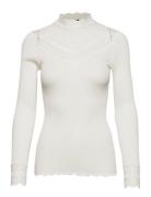 Rwbenita Silk Ls Lace T-Neck T-Shi Tops T-shirts & Tops Long-sleeved C...