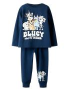 Nmnamu Bluey Ls Nightset Sky Pyjamassæt Navy Name It