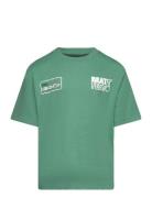 Printed Embossed Letters T-Shirt Tops T-Kortærmet Skjorte Green Mango