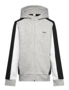 Hooded Cardigan Tops Sweatshirts & Hoodies Hoodies Grey BOSS