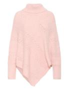 Crholiday Turtelneck Poncho Tops Knitwear Ponchos Pink Cream