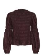Crhenva Blouse Tops Blouses Long-sleeved Brown Cream