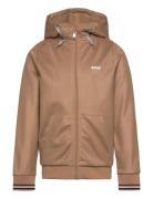 Hooded Cardigan Tops Sweatshirts & Hoodies Hoodies Brown BOSS