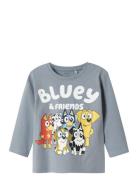 Nmmalex Bluey Ls Nreg Top Noos Sky Tops T-shirts Long-sleeved T-Skjort...