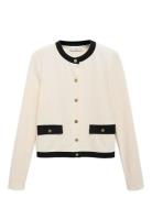 Contrasting Cotton Cardigan Tops Knitwear Cardigans White Mango