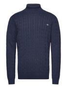 Cotton Cable Turtle Neck Tops Knitwear Turtlenecks Navy GANT