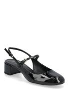 Patent Leather-Effect Block-Heel Shoes Shoes Sling Backs Heeled Slingb...