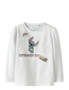 Nmfarna Stitch Ls Top Box Wdi Tops T-shirts Long-sleeved T-Skjorte Whi...