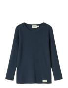 Plain Tee Ls Tops T-shirts Long-sleeved T-Skjorte Navy MarMar Copenhag...