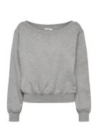 Off Shoulder Sws Tops Sweatshirts & Hoodies Sweatshirts Grey Lee Jeans