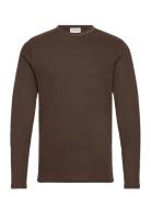 Basic O-Neck Tee L/S Tops T-Langærmet Skjorte Brown Lindbergh