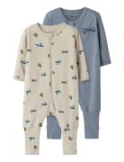 Nbmnightsuit 2P Zip Ff Airplane Noos Pyjamas Sie Jumpsuit Blue Name It