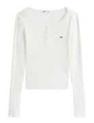 Tjw Slim Sh Irregular Rib Ls Tops T-shirts & Tops Long-sleeved White T...
