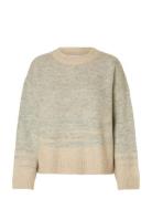 Slfalva Ls Knit Structure O-Neck Tops Knitwear Jumpers Beige Selected