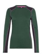 W Lifa Merino Midweight Crew Sport Base Layer Tops Green Helly Hansen
