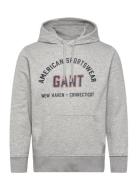 Printed Graphic Hoodie Tops Sweatshirts & Hoodies Hoodies Grey GANT