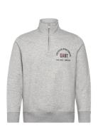 Printed Graphic Half Zip Tops Sweatshirts & Hoodies Sweatshirts Grey G...