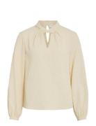 Viveama L/S High Neck Top/Pb Tops Blouses Long-sleeved Cream Vila