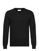 Ecovero V-Neck L/S Knit Tops Knitwear V-necks Black Lindbergh