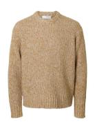 Slhchicago Ls Knit Relaxed Crew Neck Tops Knitwear Round Necks Beige S...
