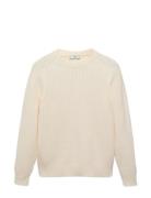 100% Cotton Braided Sweater Tops Knitwear Round Necks Cream Mango