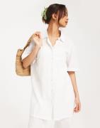 JJXX - Hvid - Jxchristel Linen Ss Long Shirt Wvn