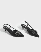 Nelly - Sort - Pointy Buckle Slingback