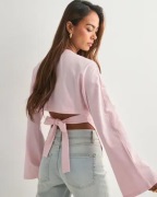Nelly - Pink - Open Back Tie LS Top