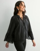 Vero Moda - Sort - Vmjenna 7/8 Frill Top Wvn Ga