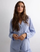 Hunkemöller - Blå - Jacket Ls Cotton Stripe