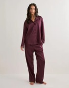 Hunkemöller - Rød - Pj Ls Satin Pinstripe