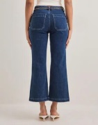 Only - Blå - Onlemily Hw Crop Flare Belt Dnm Mae