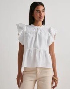 Vero Moda - Hvid - Vmisolde Sl O-Neck Frill Top Wvn Ex